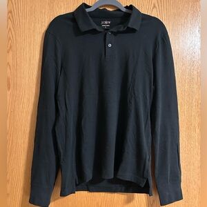 J. Crew Men's Black Long-Sleeve Polo